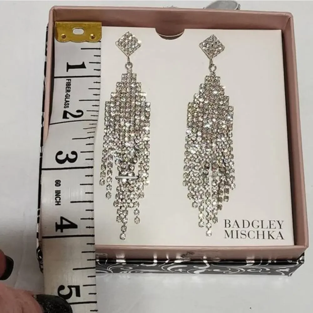 Badgley Mischka Crystal‎ Chandelier Rhinestone Dangle Earrings Drop Sparkle New